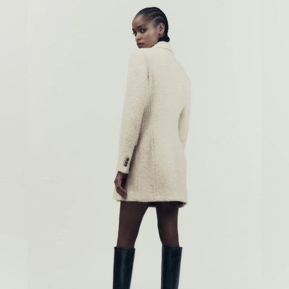 Zara Longline Wool Blend Bouclé Blazer - Picture 13 of 17